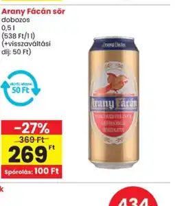 Spar Arany Fácán sör ajánlat