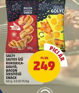 PENNY Salty Sajtos ízű kukorica goly, bacon ízesítésű snack ajánlat