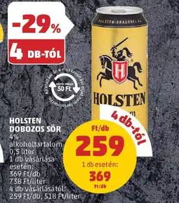 Holsten dobozos sör 4%