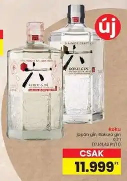 Spar Roku japán gin, Sakura gin ajánlat