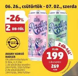 PENNY ARANY KORSÓ RADLER ajánlat