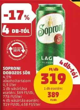 PENNY Soproni Dobozos Sör ajánlat