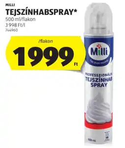 ALDI Milli tejszínhabspray ajánlat