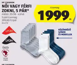 ALDI Up 2 fFashion női / férfi zokni ajánlat