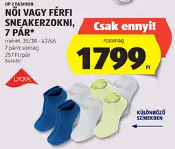 ALDI Up 2 Fashion női / férfi sneakerzokni ajánlat