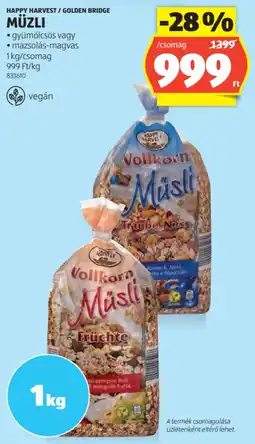 ALDI Happy Harvest / Golden Bridge müzli ajánlat