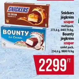 Coop Snickers jégkrém, Bounty jégkrém ajánlat