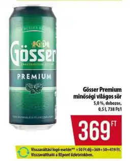 Coop Gösser Premium minőségi világos sör ajánlat