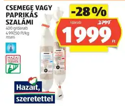 ALDI Csemege- vagy Paprikás Szalámi ajánlat