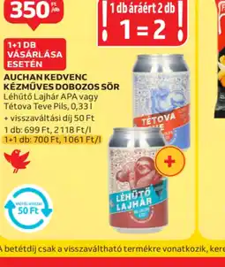 Auchan Auchan Kedvenc Kézműves Dobozos Sör ajánlat