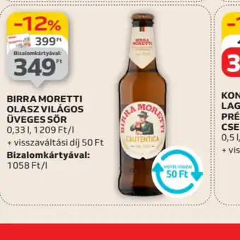 Auchan Birra Moretti Olasz Világos Üveges Sör ajánlat