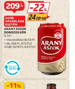 Auchan Arany Ászok dobozos sör ajánlat