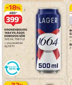 Auchan Kronenbourg 1664 Világos Dobozos Sör ajánlat
