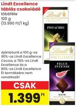 Spar Lindt Excellence táblás csokoládé ajánlat