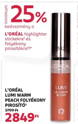 Rossmann L'oréal Lumi warm peach folyékony pirosító ajánlat
