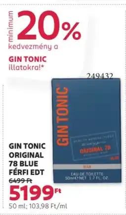 Rossmann Gin tonic Original 78 blue férfi edt ajánlat