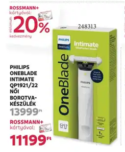 Rossmann Philips oneblade Intimate qp1921/22 női borotva ajánlat