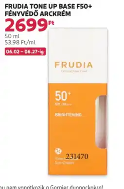Rossmann Frudia tone up base F50+ fényvédő arckrém ajánlat