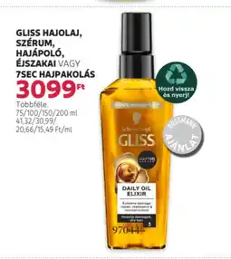 Rossmann Gliss hajolaj, szérum, hajápoló, éjszakai ajánlat