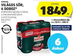 ALDI Borsodi Világos sör ajánlat
