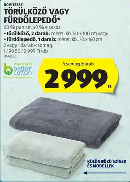 ALDI Novitesse törülköző / fürdőlepedő ajánlat