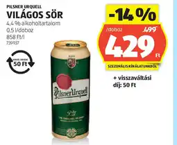 ALDI Pilsner Urquell Világos sör ajánlat