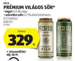 ALDI Pécsi Prémium Világos sör ajánlat