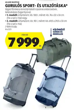 ALDI LS Live in Style Gurulós sport- és utazótáska ajánlat