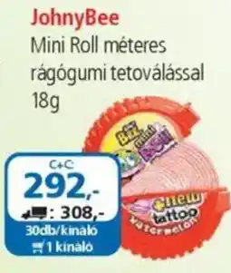 JohnyBee Mini Roll méteres rágógumi tetoválással
