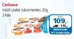 ÁRKLUB Cerbona müzli szelet cukormentes ajánlat