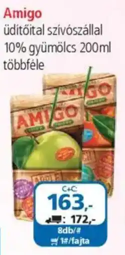 ÁRKLUB Amigo üdítőital szívószállal 10% gyümölcs ajánlat