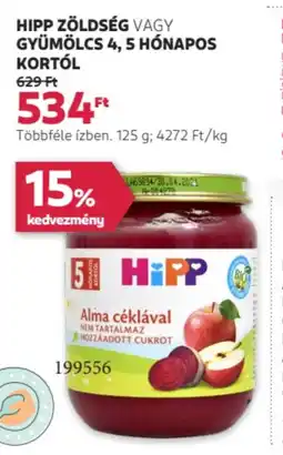 Rossmann Hipp zöldség vagy gyümölcs 4, 5 hónapos kortól ajánlat