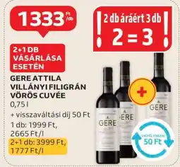 Auchan GERE ATTILA VILLÁNYI FILIGRÁN VÖRÖS CUVÉE ajánlat