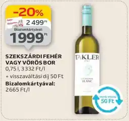 Auchan Szekszárdi Fehér vagy Vörös Bor ajánlat