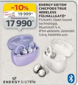 Auchan ENERGY SISTEM CHICPODS TRUE WIRELESS FÜLHALLGATÓ ajánlat