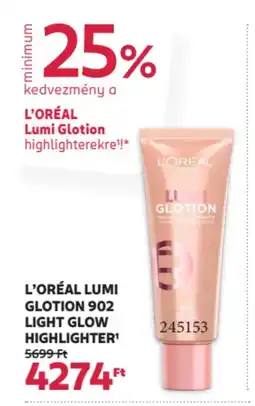 Rossmann L'oréal Lumi glotion 902 light glow ajánlat