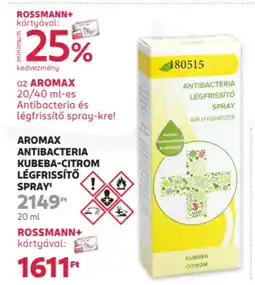 Rossmann Aromax Antibacteria kubeba-citrom légfrissítő ajánlat