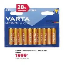 Varta longlife AA vagy AAA elem
