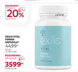 Rossmann Exilis vital femina kapszula ajánlat