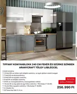 BRW Bútorház Tiffany konyhablokk 240 cm fehér és szürke ajánlat