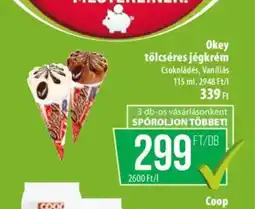 Coop Okey tölcséres jégkrém ajánlat