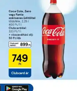 Tesco Coca Cola, Zero vagy Fanta szénsavas üdítőital ajánlat
