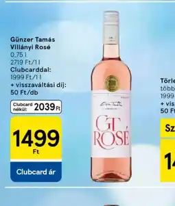 Tesco Günzer Tamás Villányi Rosé ajánlat