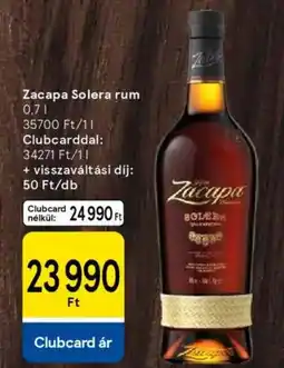 Tesco Zacapa Solera rum ajánlat