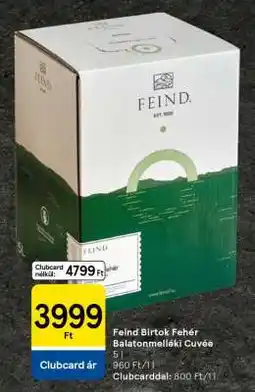 Tesco Feind Birtok Fehér Balatonmelléki Cuvée ajánlat