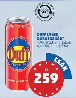 PENNY DUFF LAGER DOBOZOS SÖR ajánlat