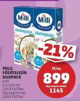 PENNY Milli Főzőtejszín Duopack ajánlat