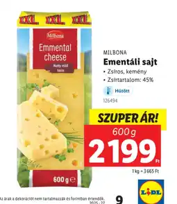 Lidl Milbona Ementáli sajt ajánlat