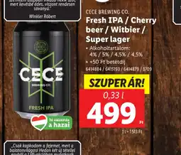 Lidl Cece Brewing Co. Fresh IPA / Cherry beer / Witbier / Super lager ajánlat