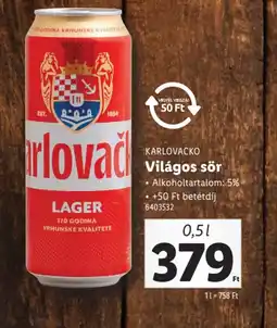 Lidl Karlovačko Világos sör ajánlat